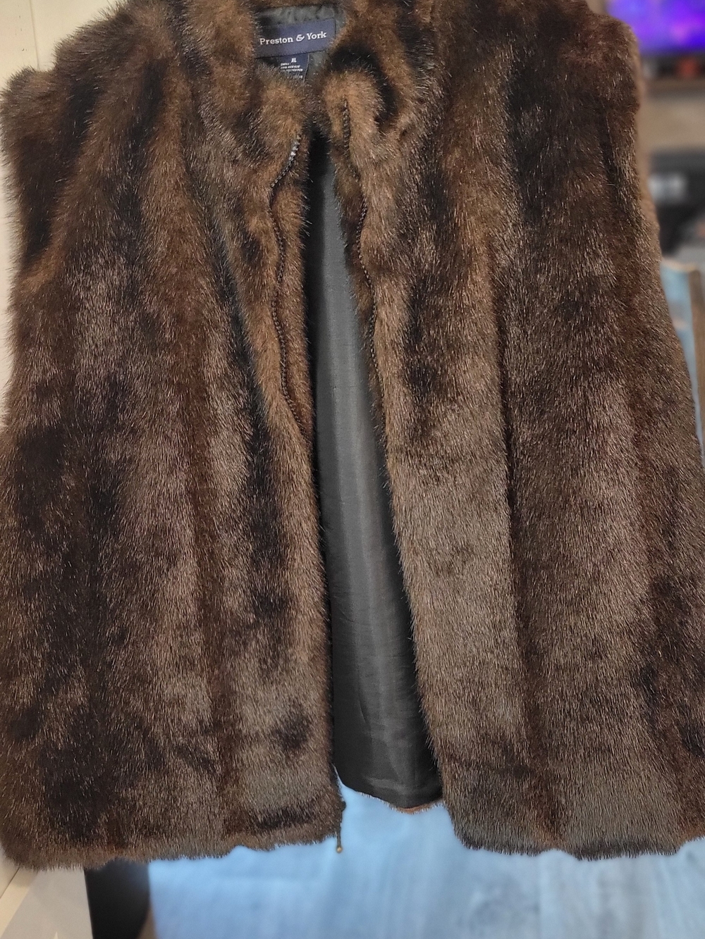 Preston & York Women's Dark Brown Faux Fur Vest